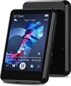 Zwarte Koopkrachtig MP3-speler met touch screen. Afbeelding van een kleurrijke veer op het scherm.