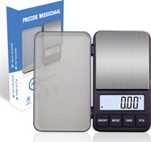 Precisie Weegschaal - 0,01 gram tot 500 gram - Keukenweegschaal - Digitaal LED-Scherm - Tarra- en Telfunctie - Inclusief Batterijen - Milligram Weegschaal - Zwart/Zilver