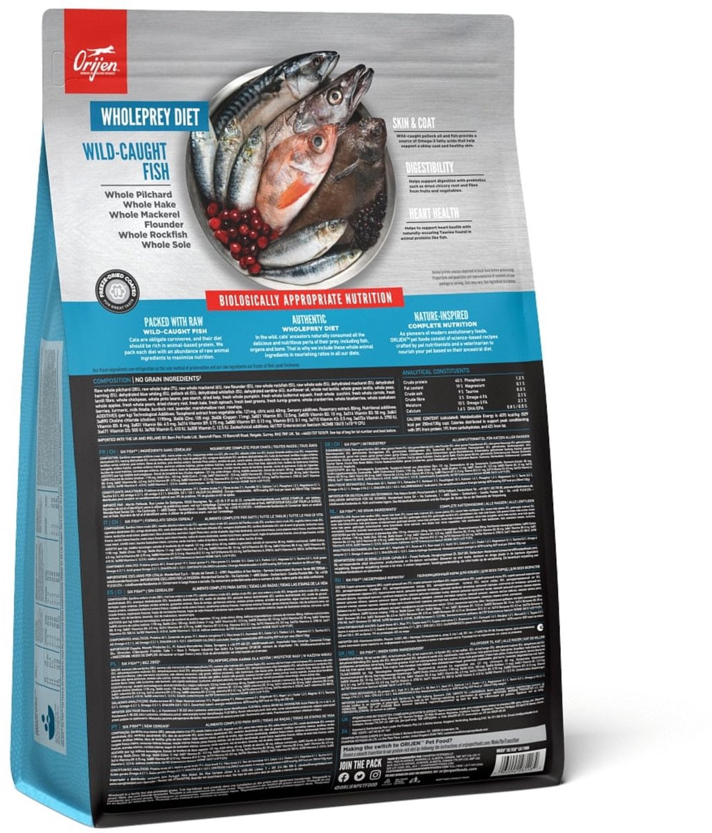 Orijen Whole Prey Six Fish Cat Sardines&Heek - Kattenvoer - 1.8 kg thumbnail 2