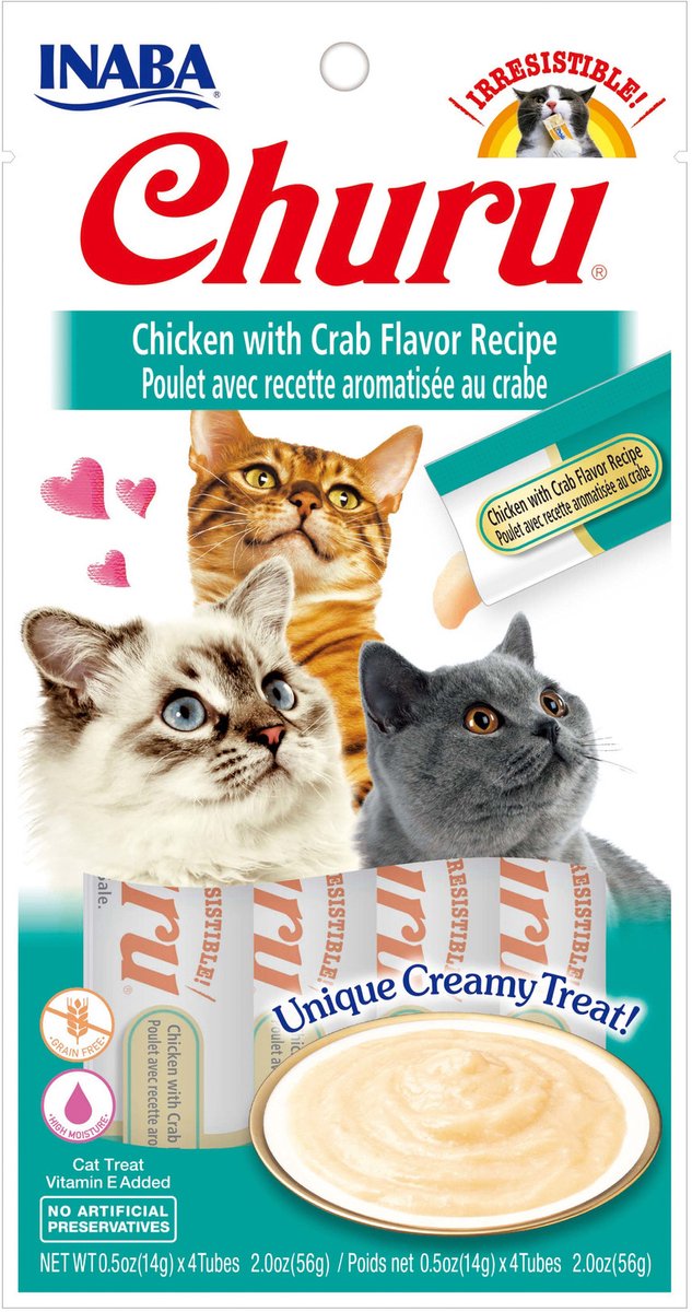 Inaba Churu Purée - Kattensnack - Kip Krab 4x14 g