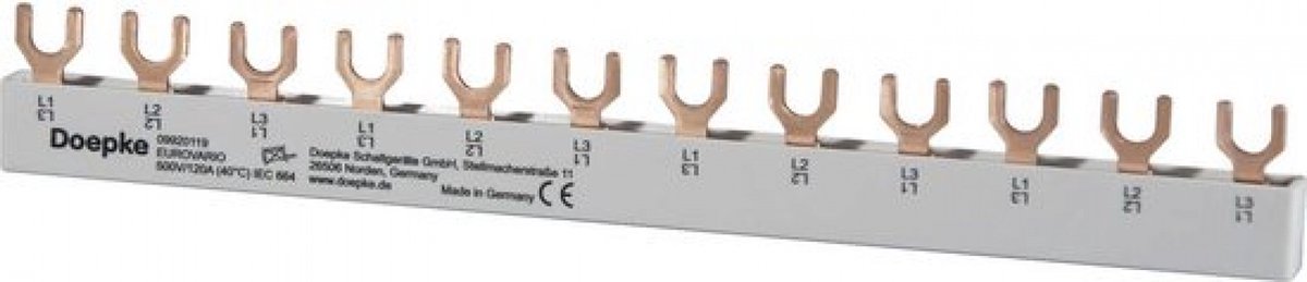 Doepke 09920119 Doepke faserail EV-S G 3.12.120 Phase busbar 10 mm² 63 A 690 V 1 stuk(s)