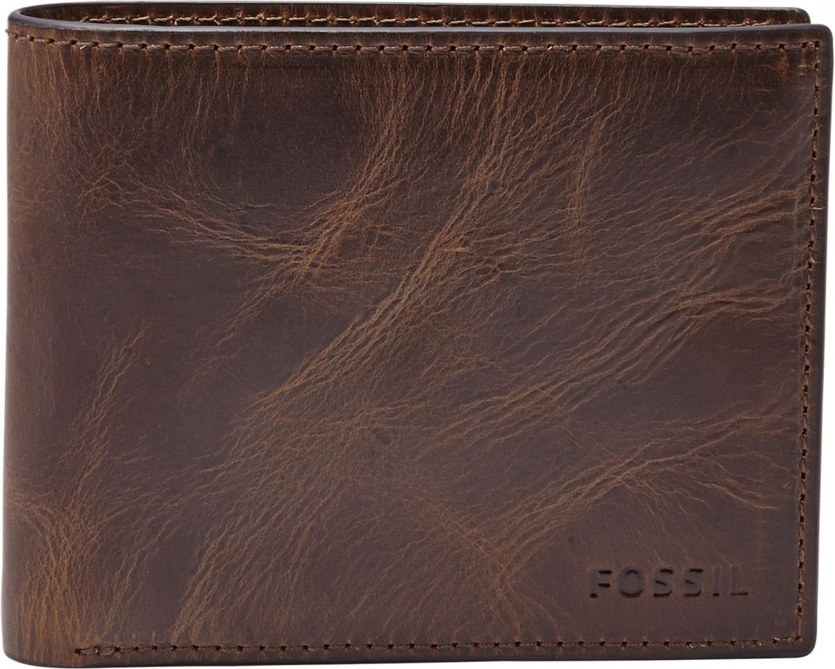 FOSSIL portemonnee Derrick Bifold With Flip ID Dark Brown bruine