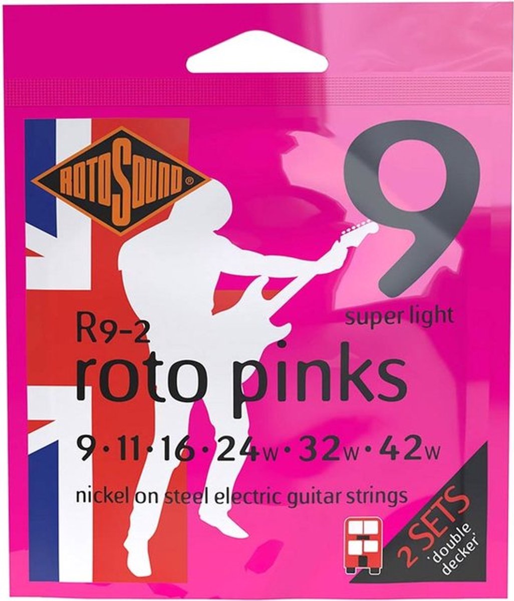 Rotosound R9-2 Roto Pinks 009 dubbele Snarenset elektrisch