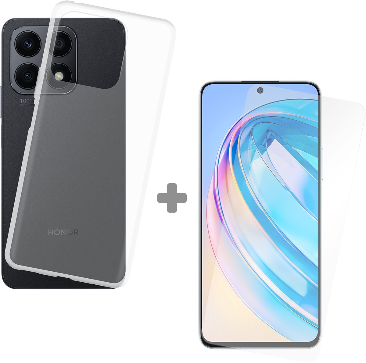 Cazy soft TPU Hoesje + Tempered Glas Screenprotector geschikt voor Honor X8a - Transparant