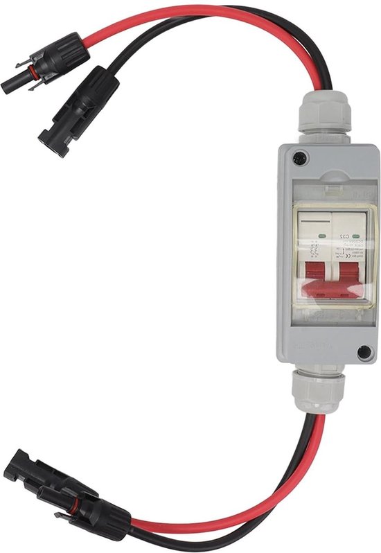 Heschen DC miniatuur stroomonderbreker, HSB6C-DC, 2 Polen, DC500V 50A, fotovoltaïsche stroomonderbreker, voor zonne-PV-systeem zonnepanelen rastersysteem, 35mm DIN-rail montage