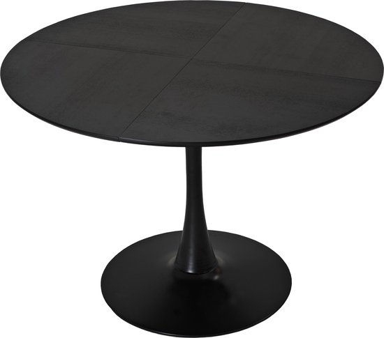 Table de salle à manger ronde moderne Merax – 120 cm – Plateau en MDF avec Design grain de bois Zwart et base en métal – Zwart