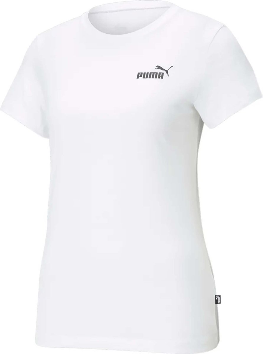 Puma Ess Klein Logo-T-Shirt Sportwear Vrouwen Wit