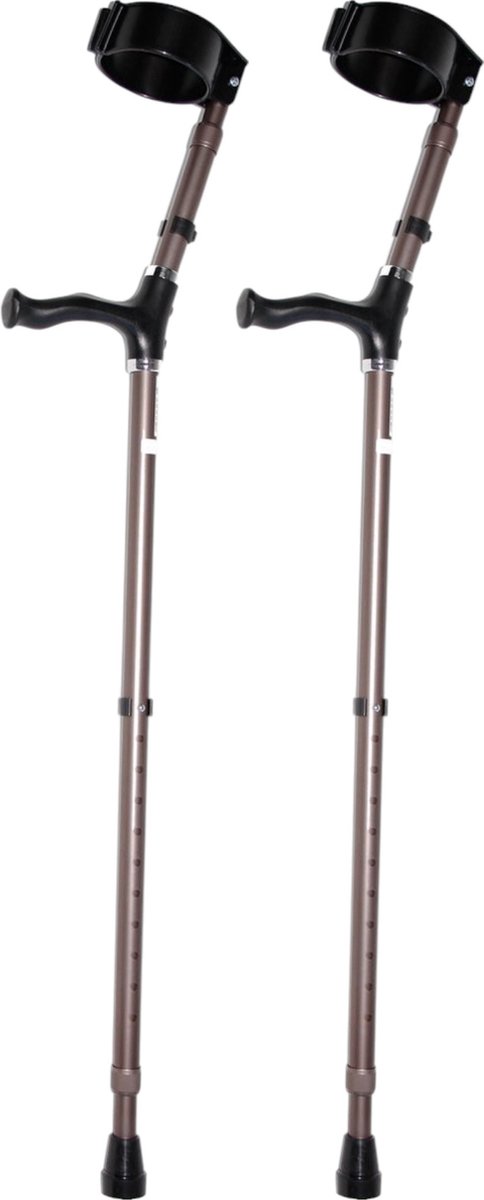 Goedkoopste Premis - Elleboogkruk - Gesloten manchet - Anatomische Handgreep - Verstelbaar 75-100.5 cm - Titanium Brons