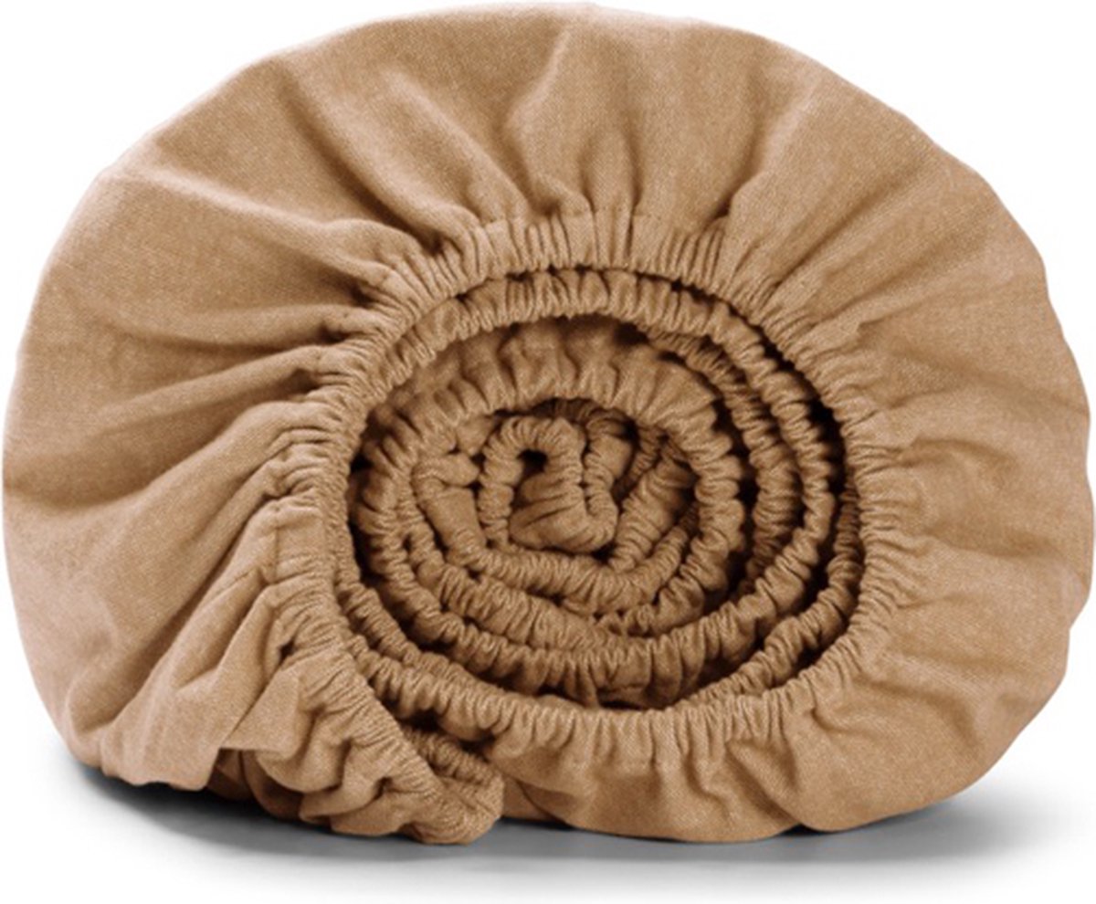 Yumeko hoeslaken flanel honey chambray 90x210x30 - Biologisch & ecologisch