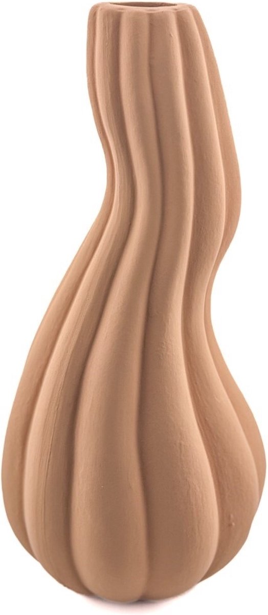 homebound by ky Aardewerk vaas organic sandstone | 12x12x25,5cm | bloemenvaas keramiek organisch oranje