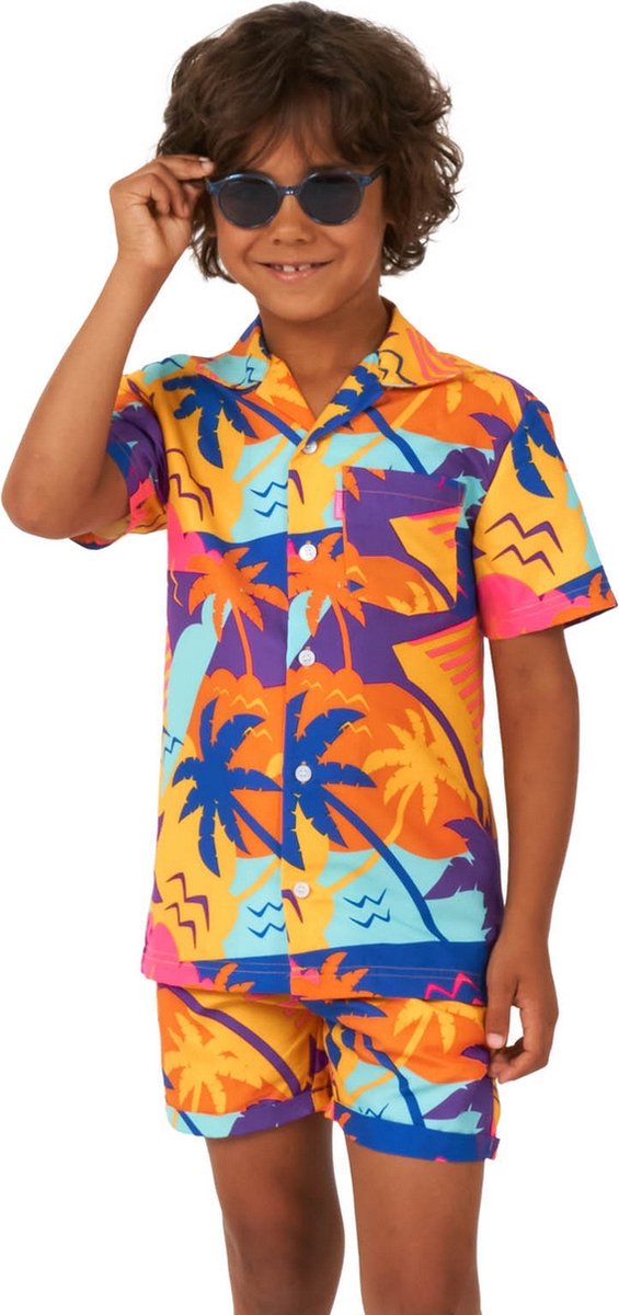OppoSuits Kids Palm Power - Jongens Zomer Set - Bevat Shirt En Shorts - Meerkleurig - Maat: EU 92/98 - 2 Jaar
