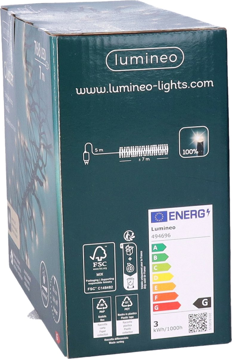 Lumineo Clusterverlichting - warm wit - 768 leds - 700 cm - kerstverlichting – foto 4