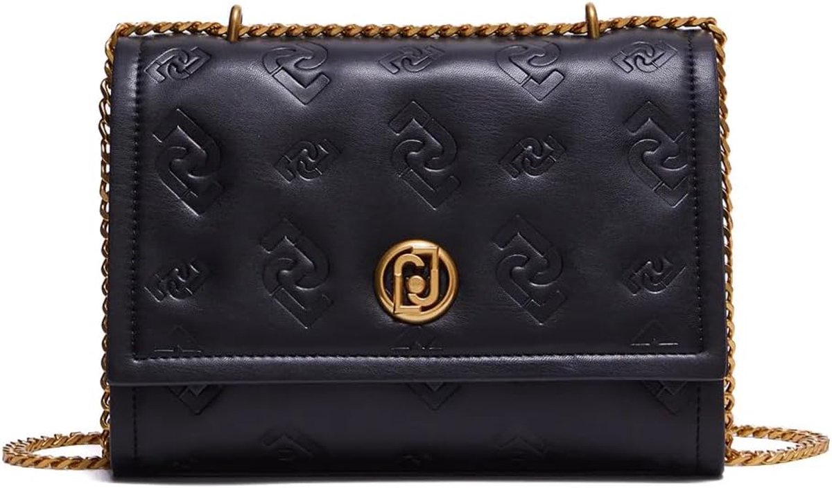 Zwarte Crossbody Tas Dames met Reliëf Patroon en Verstelbare Band