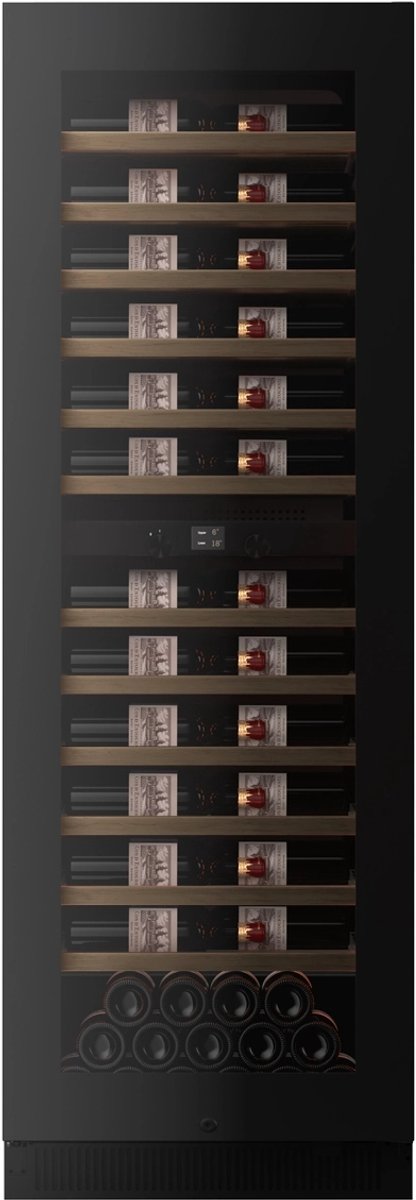 Wijnkoelkast - Pevino Majestic - 111 flessen - 2 temperatuurzones - Zwart glas