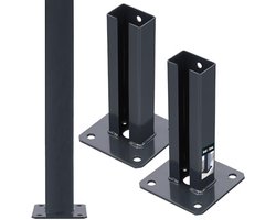 KOTARBAU® 2 Stuks Paalhouder, Poedergecoat Staal, Paalvoet, 60 x 40 mm, om te Schroeven, Graphiet, Paalsteun, Weerbestendig