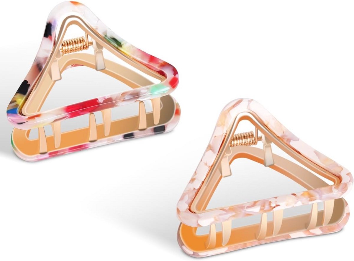 Set van 2 Transparante Acetate Haarclips, Driehoek Vorm, 5 cm