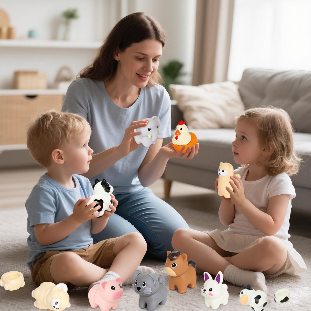 Namajunas - Dieren Stapel Speelgoed - Educatief speelgoed peuter - Montessori speelgoed - Leerzaam speelgoed voor jongens en meisjes - 10 stuks Little People Dieren Matchspellen - 1 jaar - 2 jaar - 3 jaar - 4 jaar - Cadeau voor kinderen — afbeelding 5