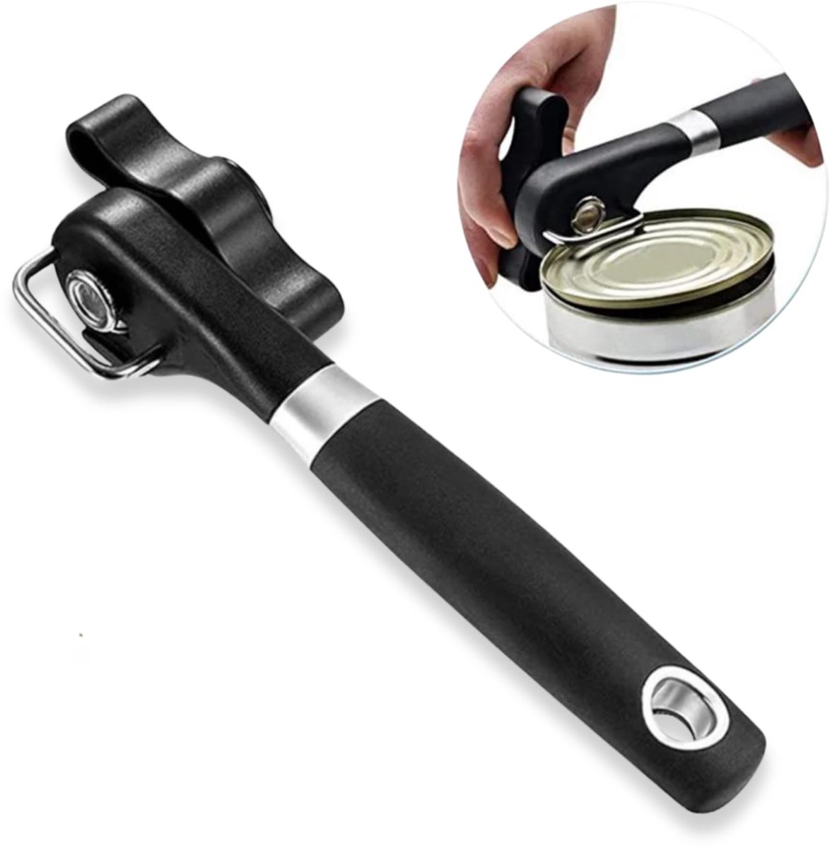 longziming - Blikopener - Ergonomische handgreep - Veilig blikopener - 1 stuk - ABS + RVS - Gladde randen - FDA-goedgekeurd - Lichtgewicht - Draagbaar - Voor thuis, keuken en reizen