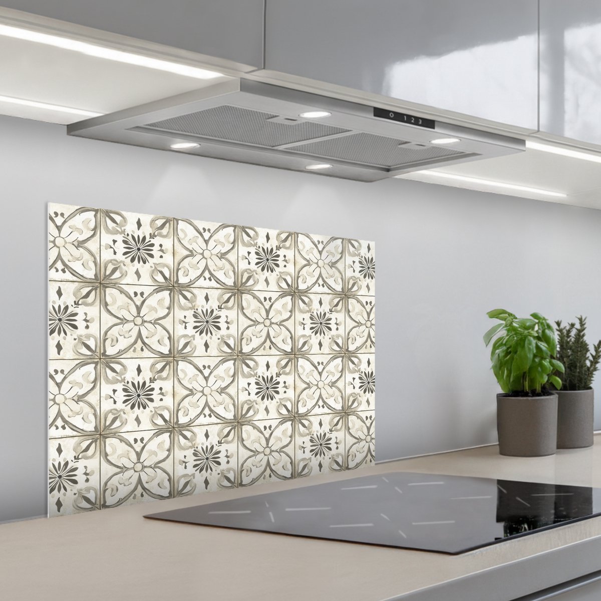Spatscherm 70x55 cm - Zelfklevende achterwand Antiek - Tegel - Beige - Keuken muurbeschermer - Spatwand fornuis