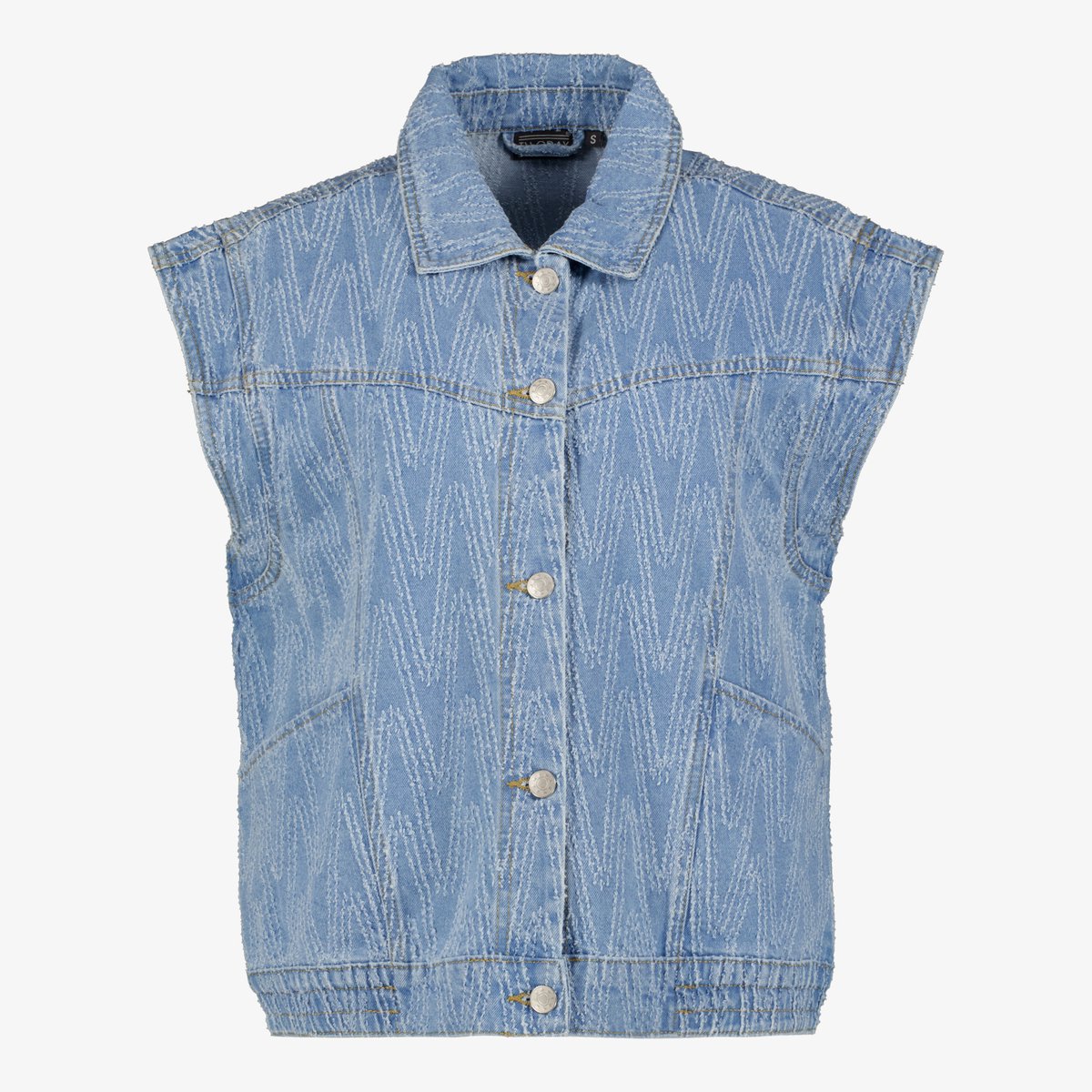 TwoDay dames denim gilet met stiksel patroon - Blauw - Maat S