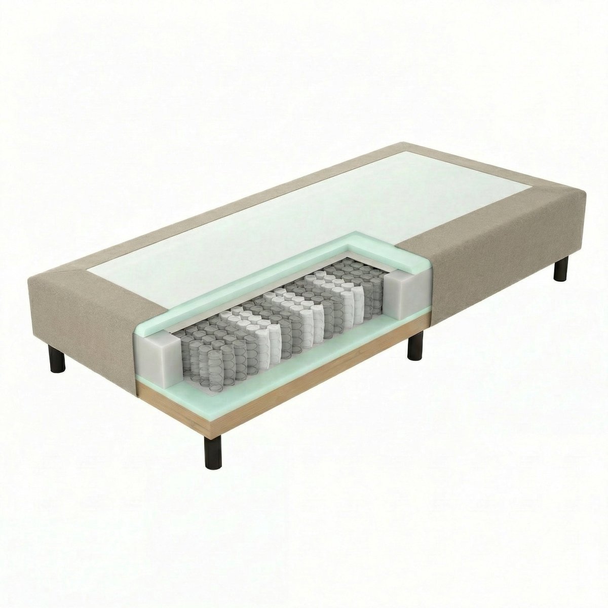 Mörgenn Pocket Boxspring - Losse onderbox met pocketvering - Hotelkwaliteit - Taupe - 60x200 - 30cm hoog