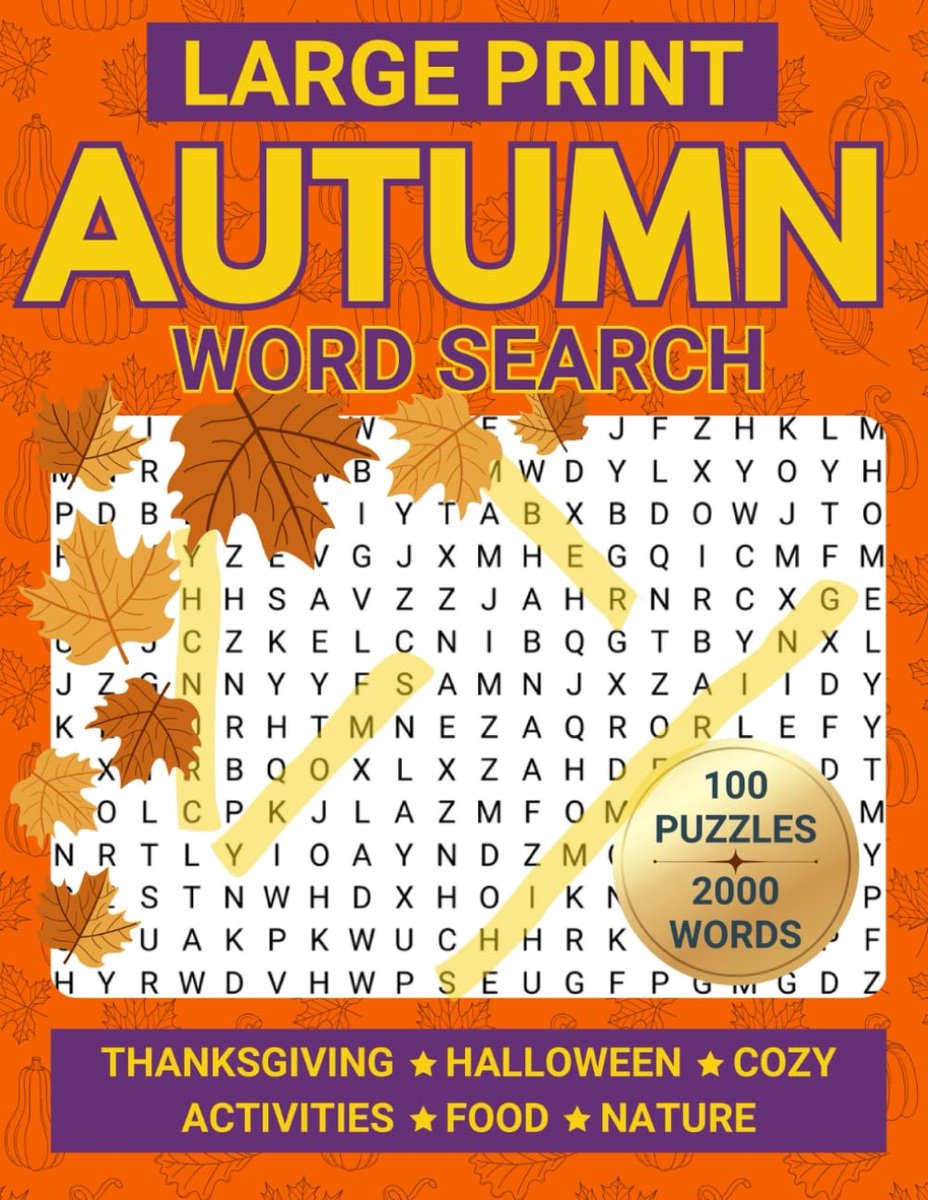 Groot Letter Woordzoeker Herfst: 100 Ontspannende Zoekpuzzels voor Volwassenen
