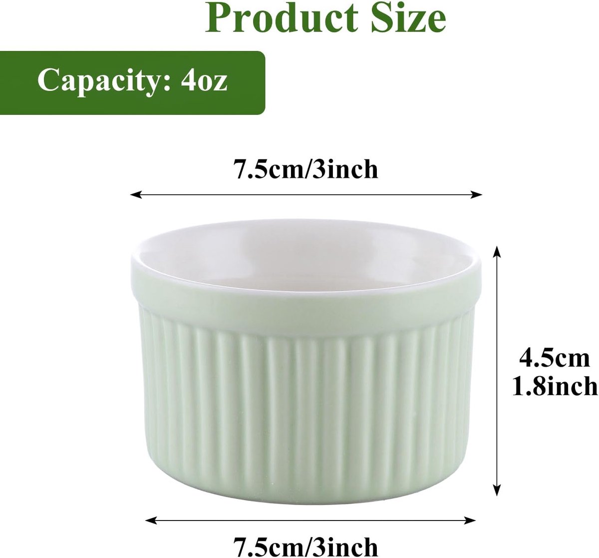 Set van 8 Kleine Porseleinen Ramekins 120ml voor Airfryer, Soufflé, Pudding en Dips - Groen — cadeau in Koken & Dineren - foto 8