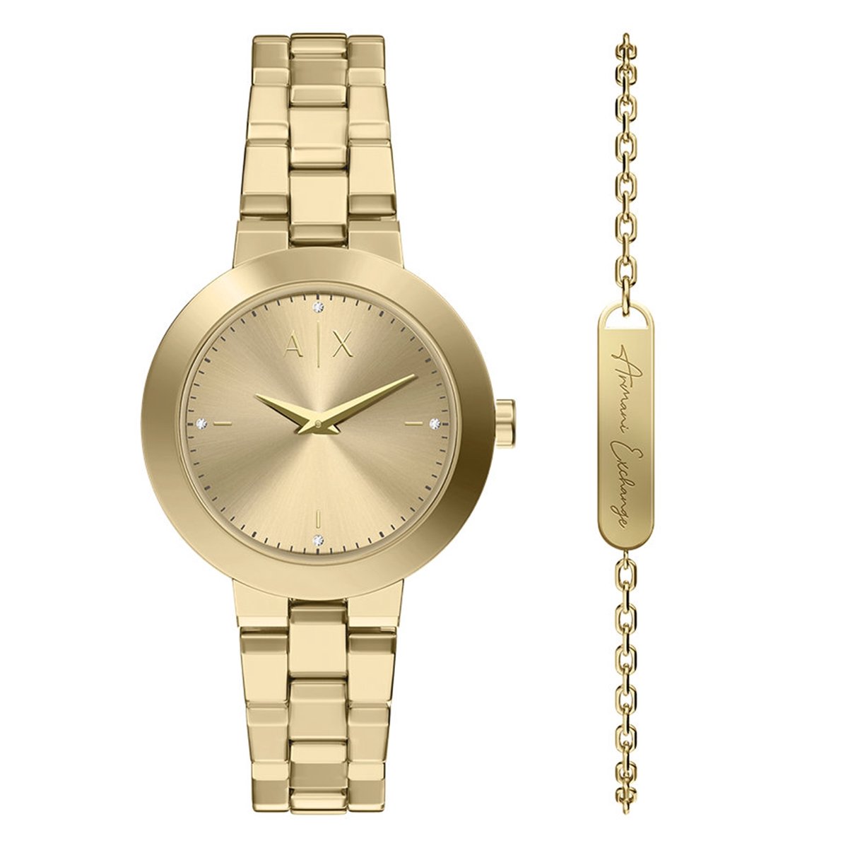 Armani Exchange Vrouwen Horloge geschenkset 36 mm Goudkleurig
