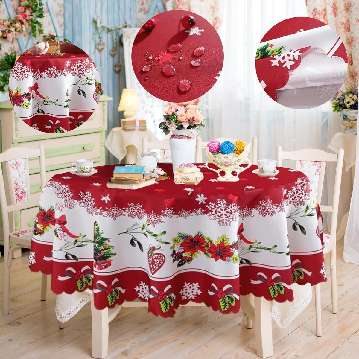 Ronde Kersttafelkleed 150cm Kerstdecoratie Tafelhoes Kerstfeest