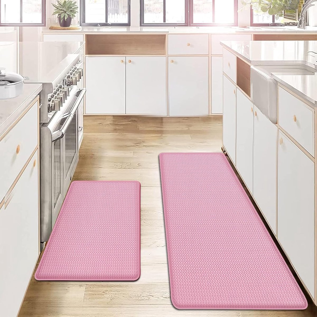 Set van 2 Antislip Keukentapijten en Comfortabele Vloermatten voor Ergonomisch Staan