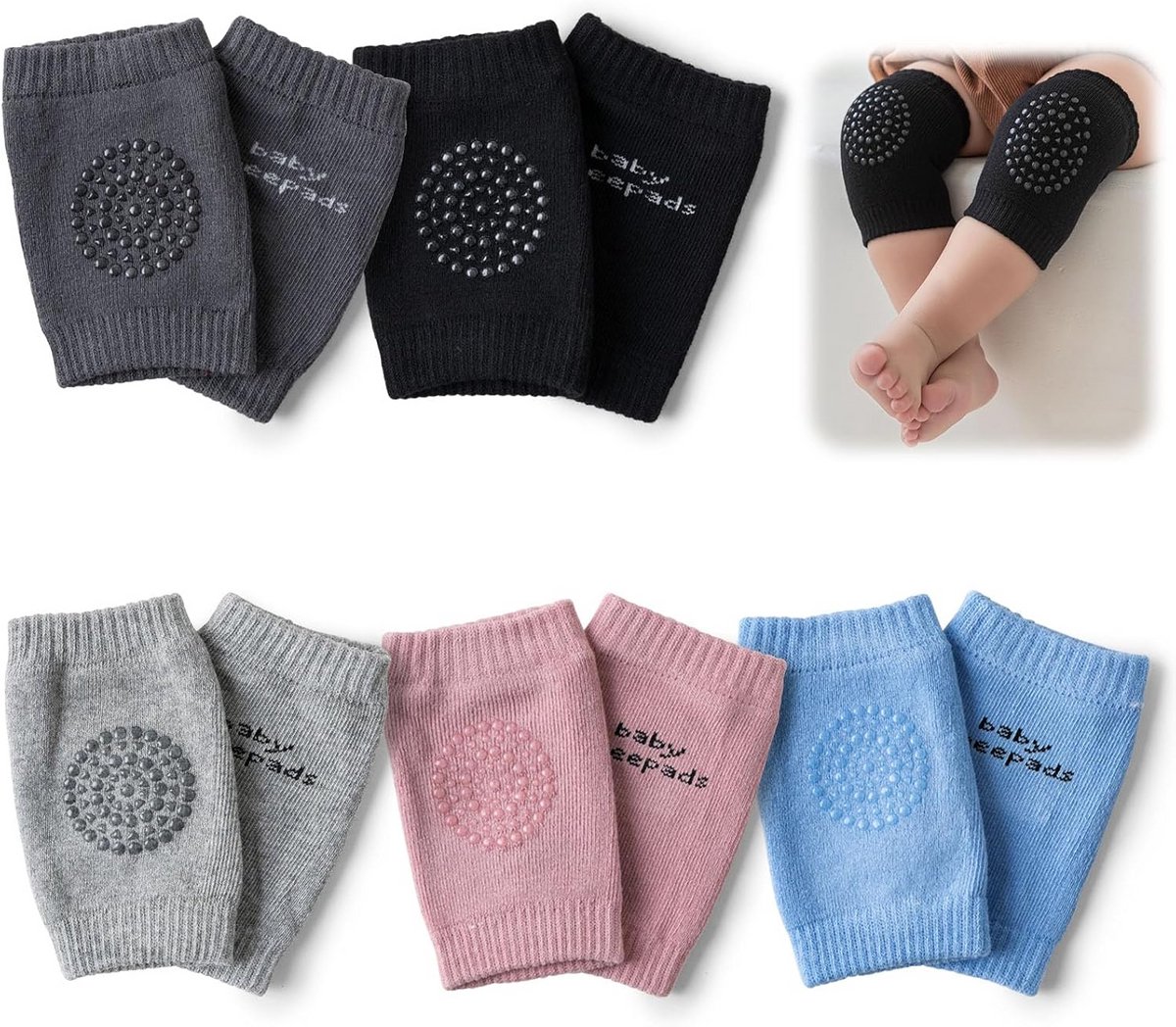 5 Paar Baby Kniebeschermers Kruipen - Verstelbaar & Anti-Slip Beenbeschermers voor Jongens en Meisjes