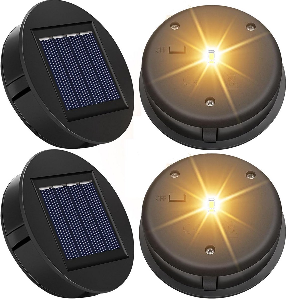 Set van 4 Solar Vervangingskappen met LED Paneel - Waterdicht IP44
