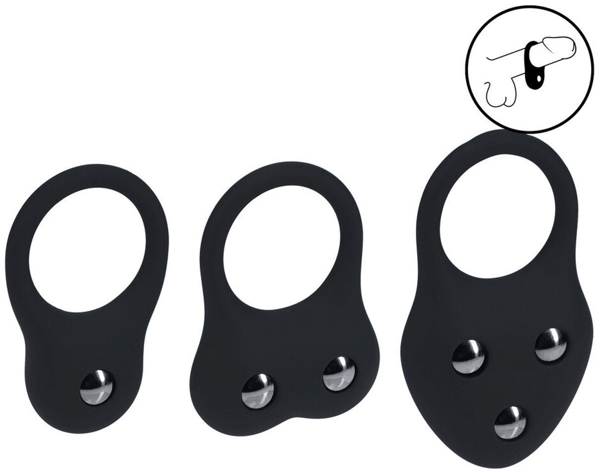 Silicone Training Cockring Set of 3 - S/M/L - Black