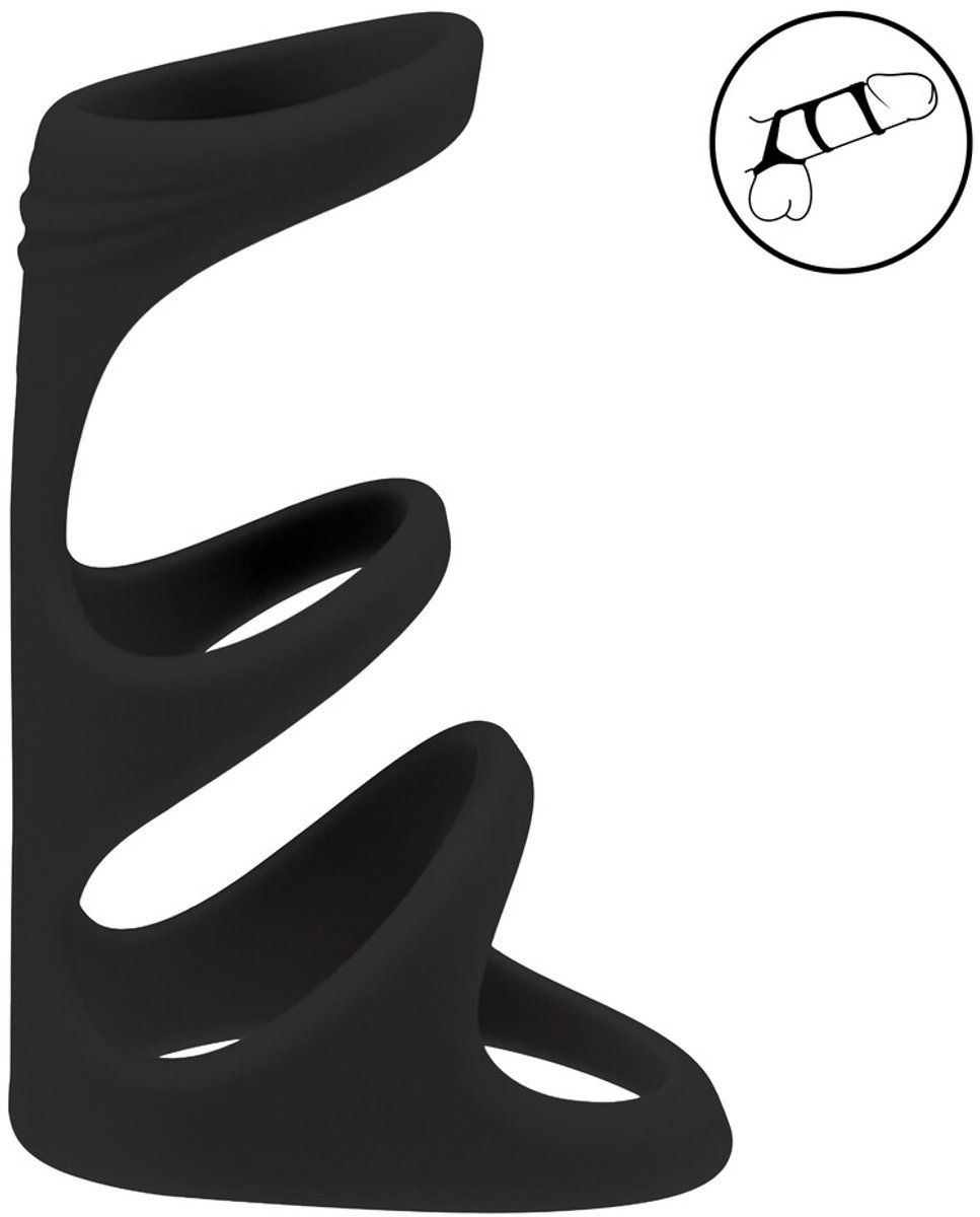 3 Loop Silicone Cockring - Black