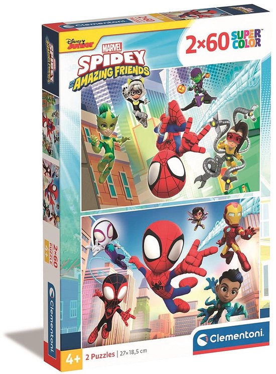 Clementoni - Puzzel - 2x60 Stukjes - Spidey en Zijn Geweldige Vrienden - Kinderen