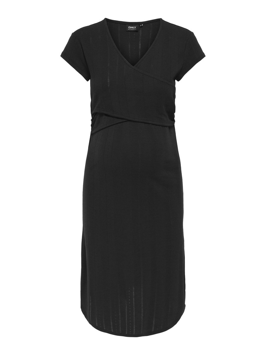 Only OLMLARA S/S MATERNITY WRAP KNEE DRESS - Dames Zwart