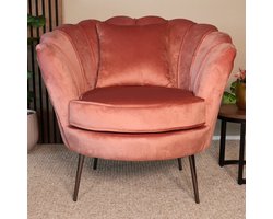 Fauteuil zitbank 1 persoons stoel Anna velvet oud roze bankje