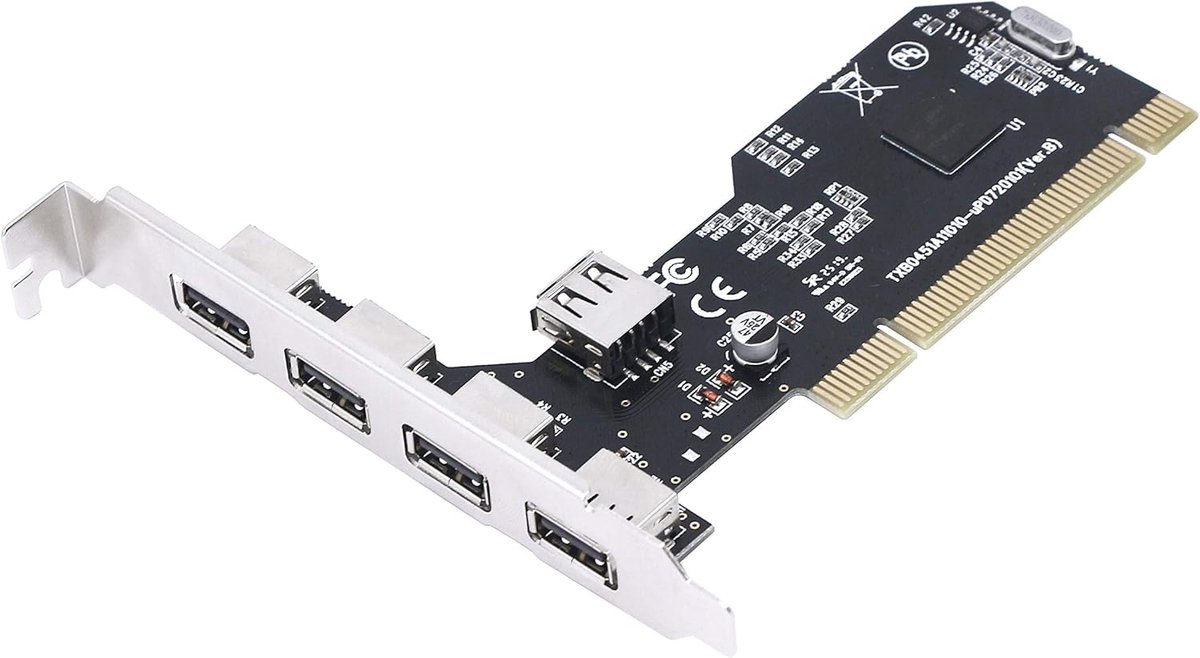 PCI naar USB kaart - Uitbreidingskaart Hub - Desktop PC uitbreiden - Vijf poorten - 14.6 x 13.5 cm