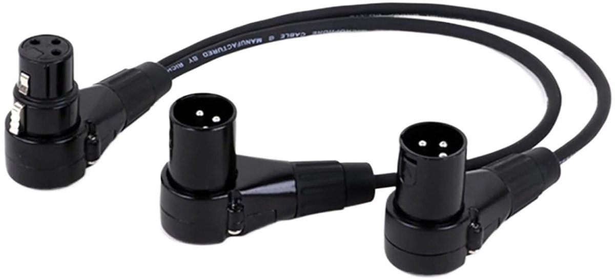 Audio Adapterkabel - XLR Y-Kabel - Signaal Splitsen - Haakse Aansluiting - 03 Meter - Zwart