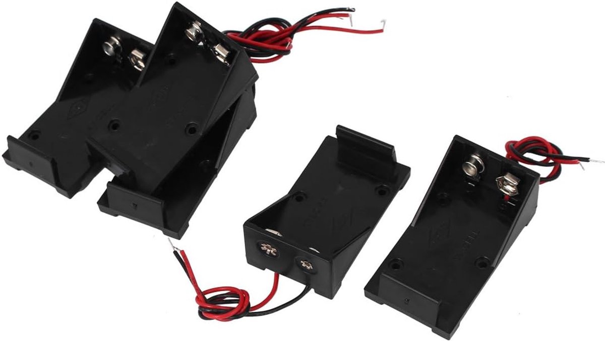 Batterijhouder - Opbergdoos - Externe voeding - Schroefbevestiging - 5 stuks - Zwart