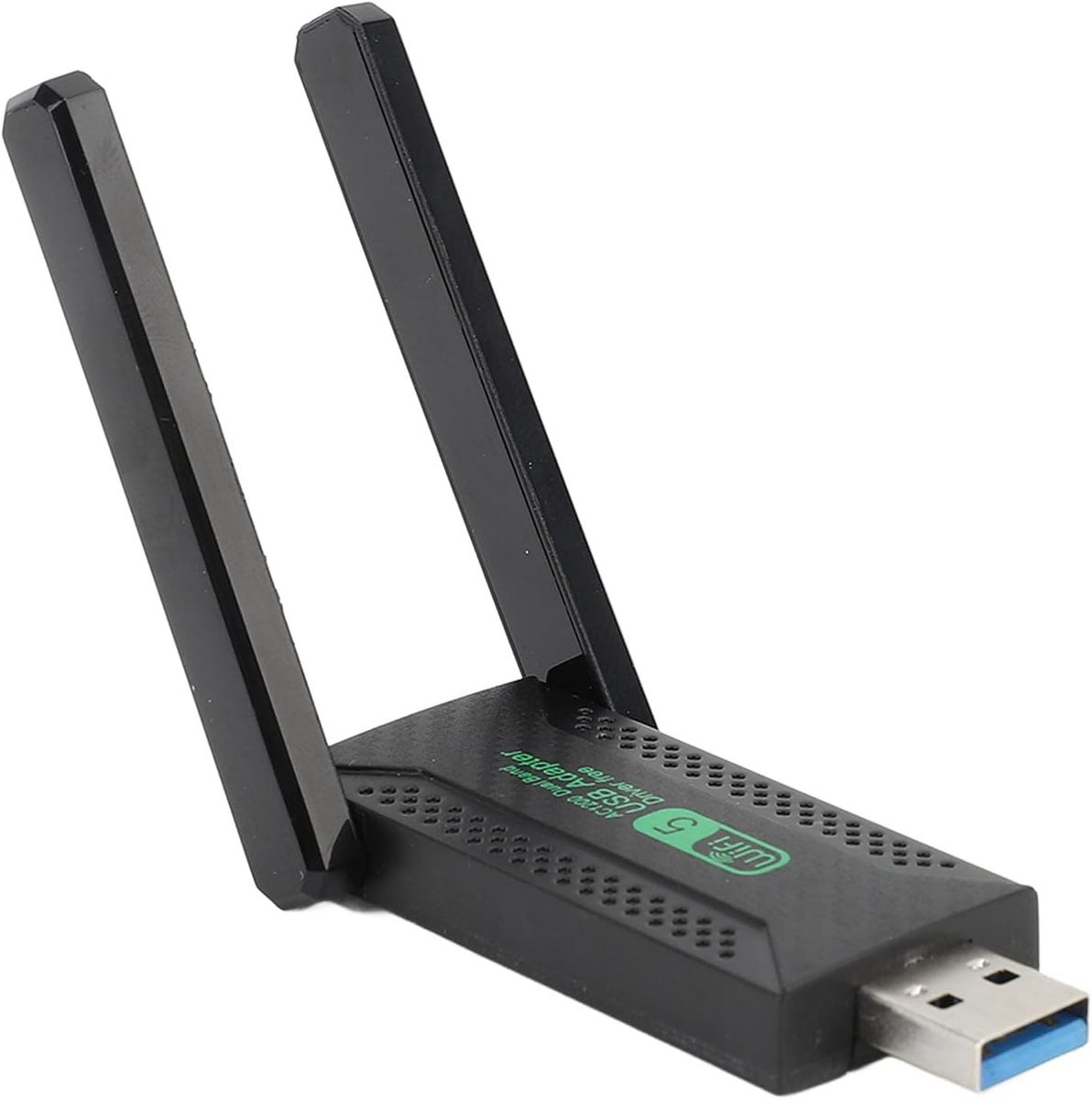 Wifi Adapter - Draadloze Netwerkkaart - Snelle Internetverbinding - Dubbele Hoge Versterking Antennes - USB 3.0 - Zwart