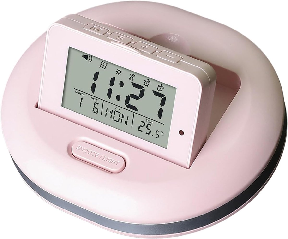 Digitale Wekker - Tijdmeter Klok - Wakker Worden - Drie Wekmodi - 9.7cm Breed - Roze