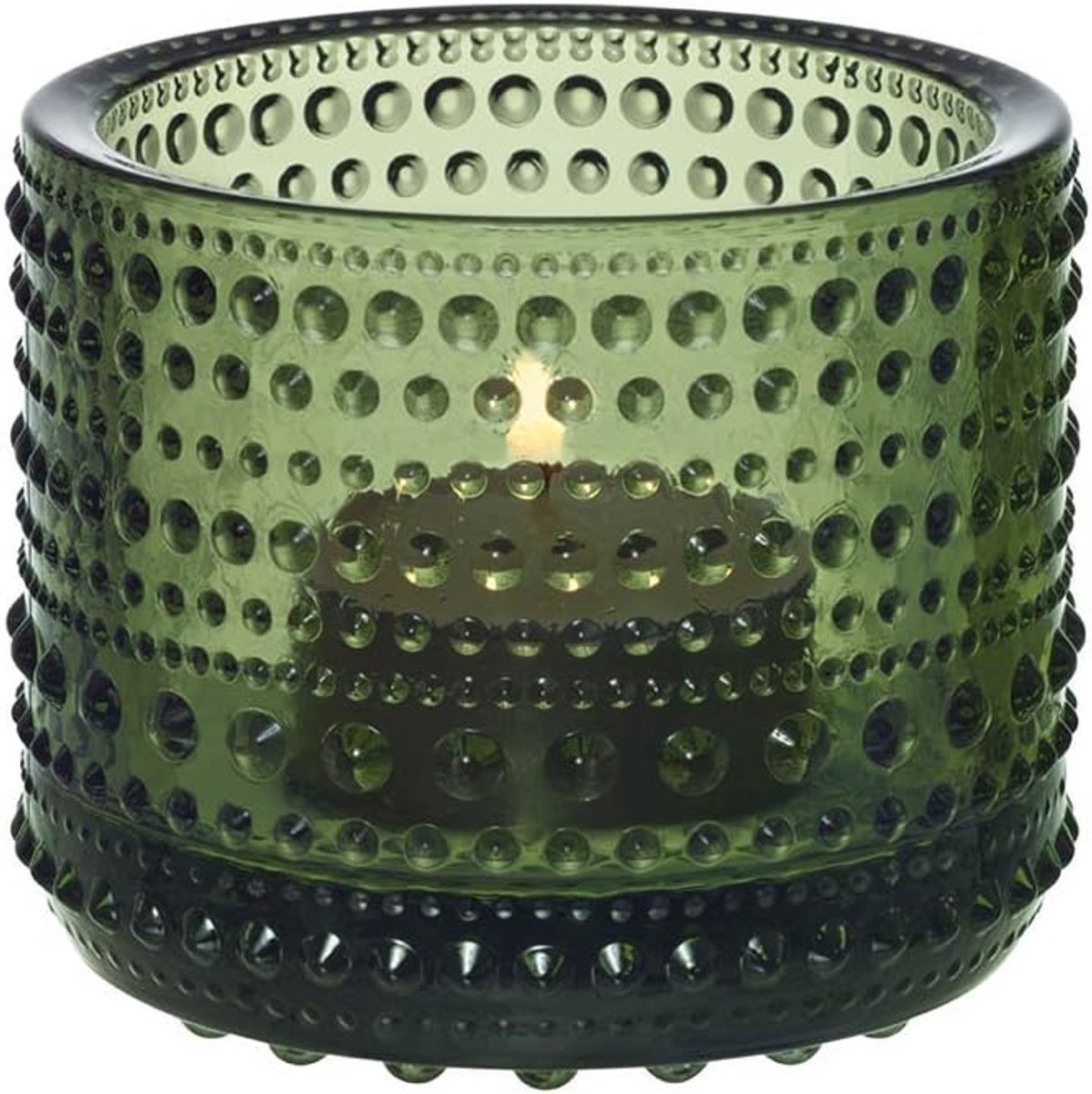 Theelichthouder Glas - Sfeerverlichting - Gezelligheid Creëren - Dauwdruppel Patroon - 64 mm - Dennengroen