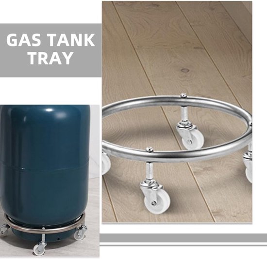Gasfleshouder - Mobiele houder - Buiten koken - Met 4 wielen - 29x29x10 cm - Zilver — afbeelding 2