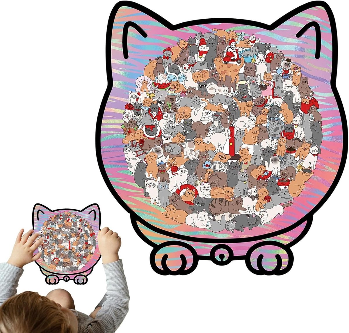 Houten Puzzel - Legpuzzel Kat - Ontspannende Avondactiviteit - Met Fotolijst - 135 Stuks - Niet gespecificeerd