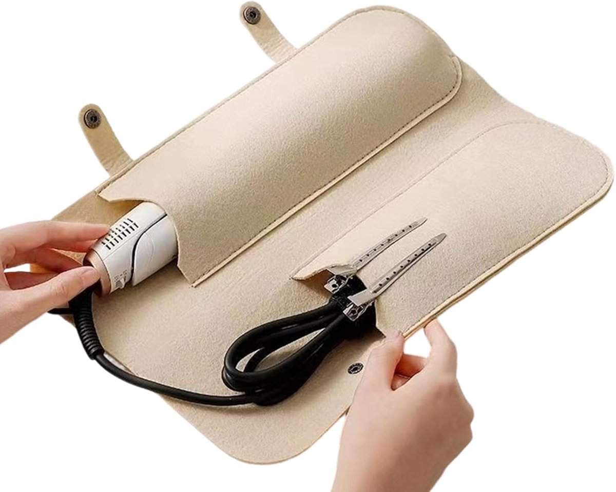 Krultanghoes Organizer - Reisetui Haaraccessoires - Kappersgereedschap Opbergen - Warmte-isolerend Vilt - 338 x 121 cm