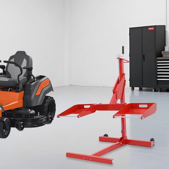 Gazontractorkrik - Zitmaaierlift Trolley - Onderhoud Machine - Verstelbare Uittrekbaar - Tot 126 cm - Rood Zwart — afbeelding 3