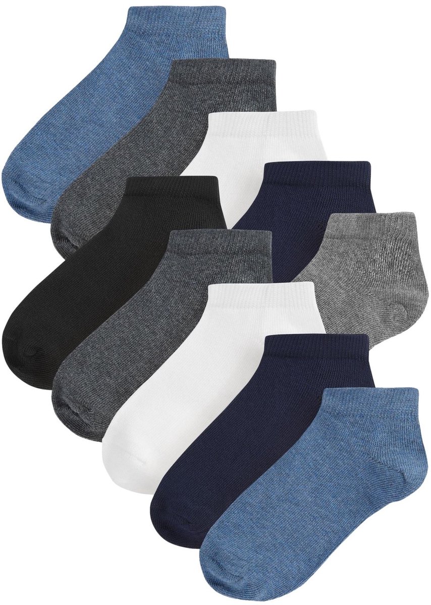 Next - Jongens - Verpakking van 10 paar sneakersokken - Blauw