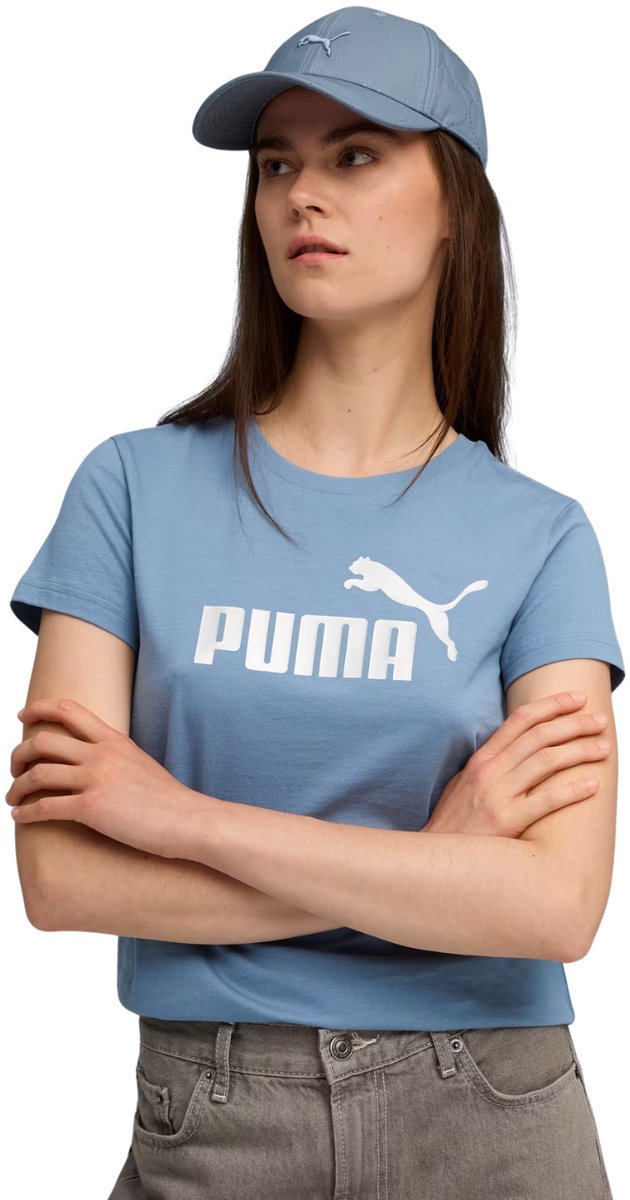 Puma T-shirt Dames Ess Metallic No.1 Logo Blauw