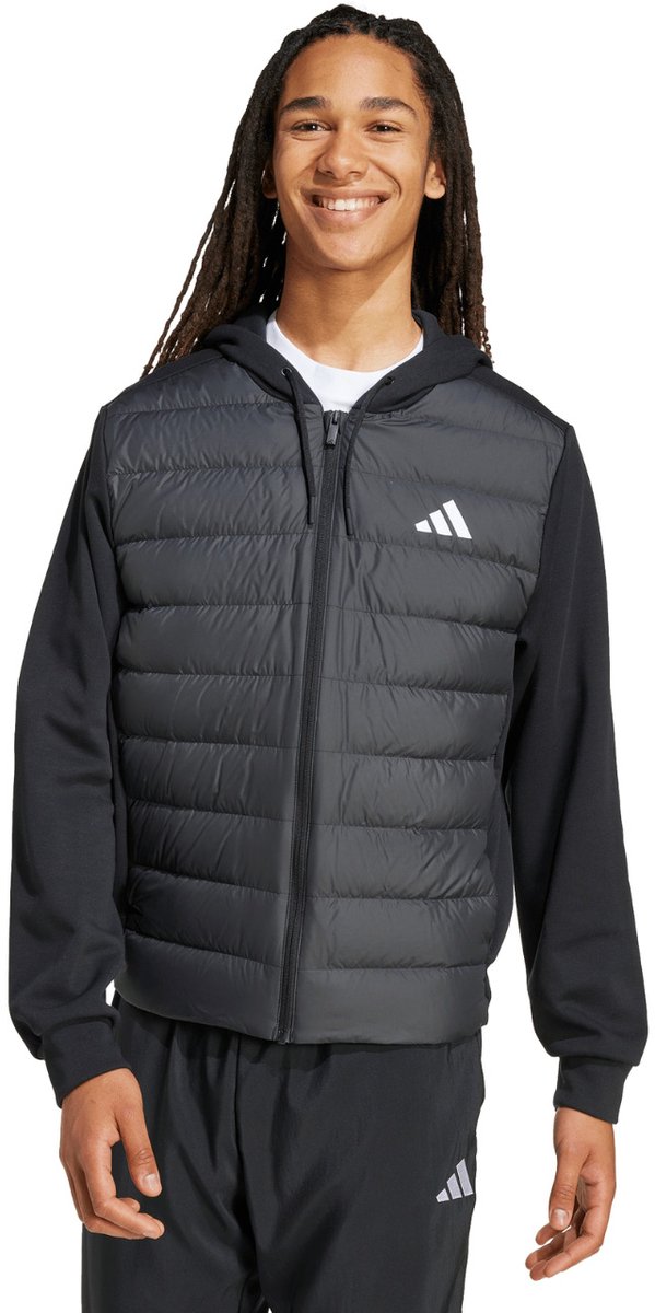 adidas Jas Heren Essentials Climawarm Hybrid Down Hooded Zwart